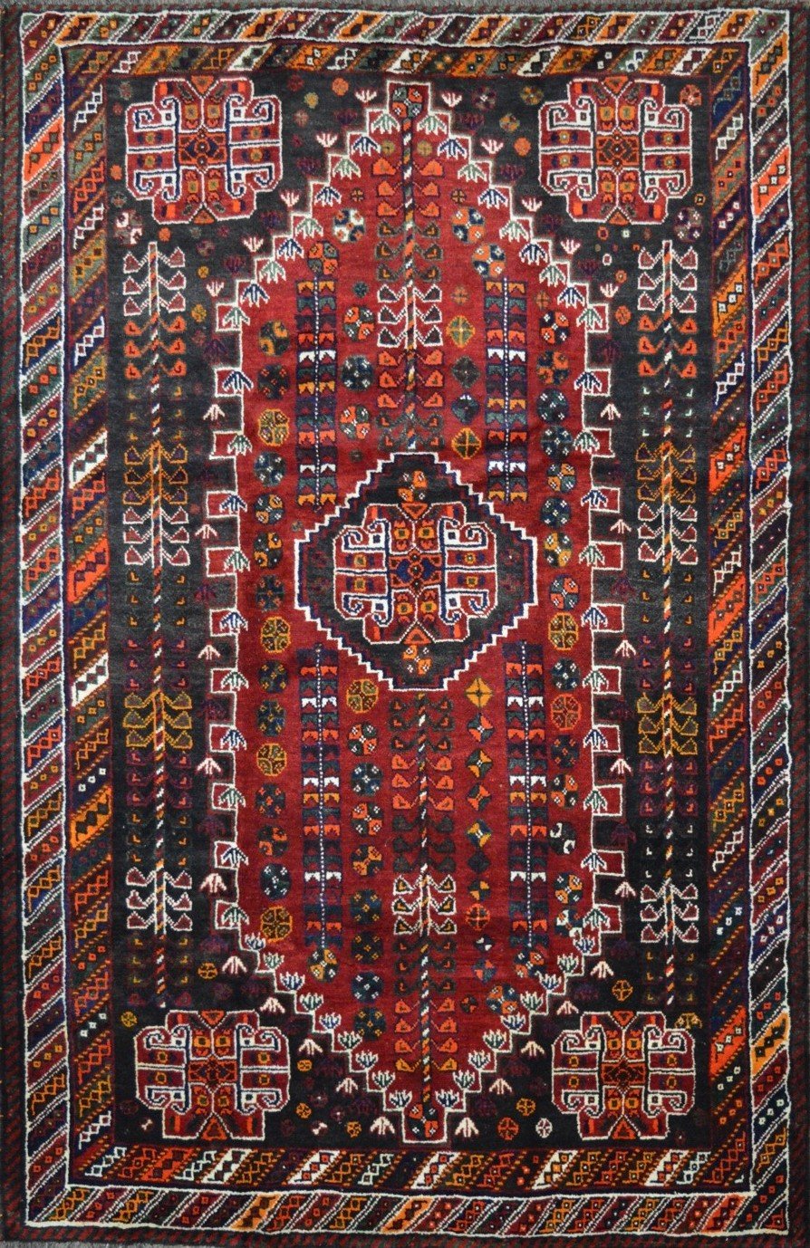 Persian Bakhtiari hand knotted rug 6x9