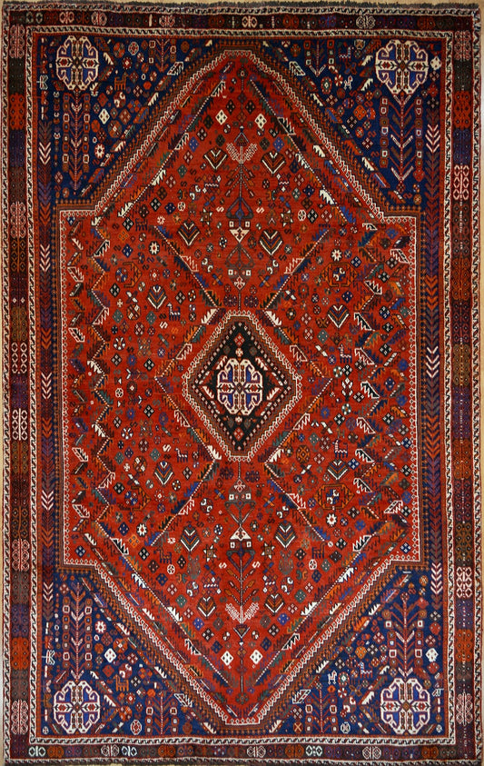 Persian Shiraz hand knotted rug 6x9