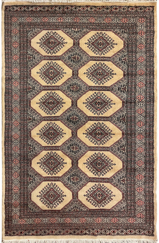 Pakistani Fine Bukhara hand knotted rug 4x6
